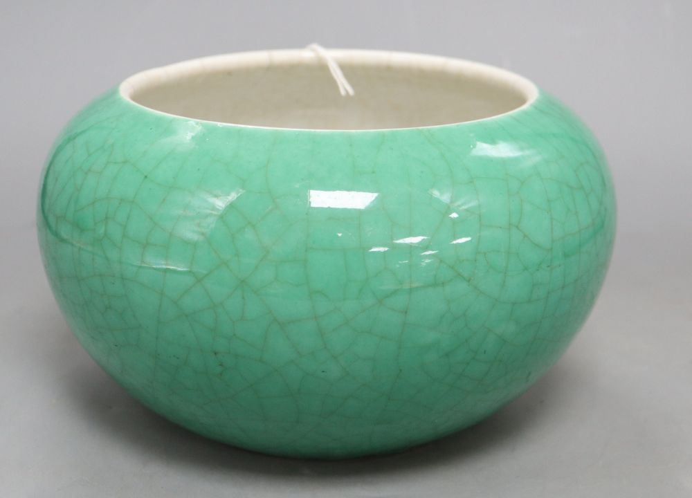 A 19th century Chinese green crackleglaze bowl, height 13cm